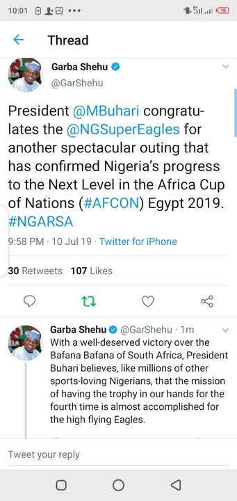 AFCON: Buhari Congratulates Super Eagles For Defeating South Africa 2-1 3