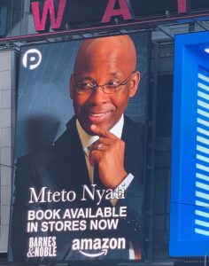 Mteto Nyati’s new book “Betting on a Darkie” debuts on NewYork Times Square Billboard 1