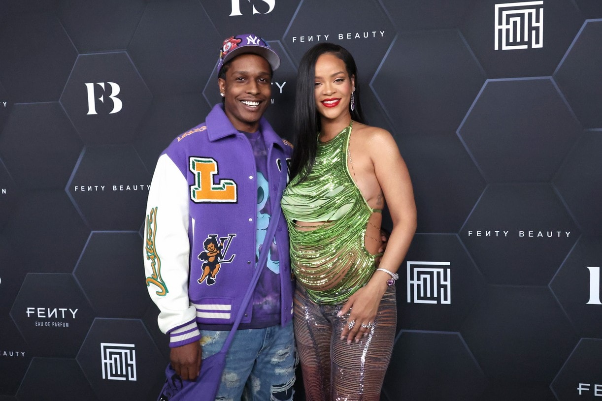 Pregnant Rihanna Shows Off Baby Bump In Sexy Shredded Green Top At Fenty Event || See Photos 17